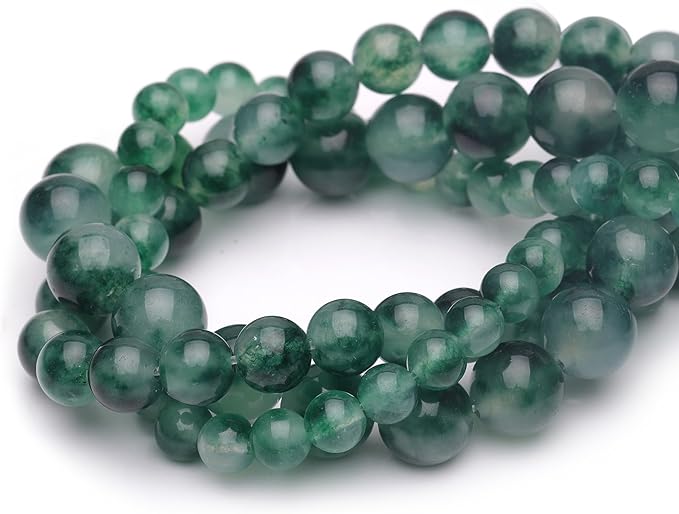8mm Natural Stone Beads for Jewelry Making, Flower Jade Polished Smooth Round by ChicagerGemstoneBeads