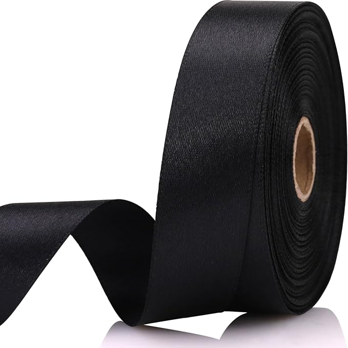 Black 7/8 Inch 30 Yards Satin Craft Ribbon by Unknown