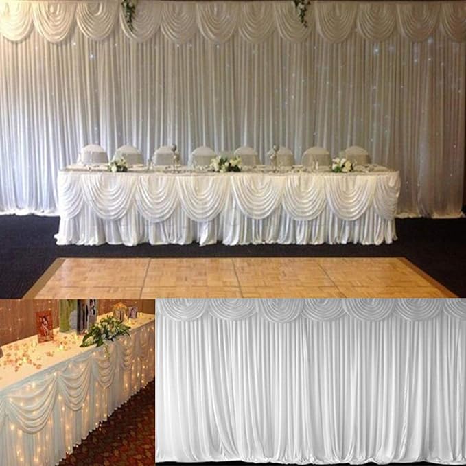 MYOYAY Luxury Ice Silk Backdrop Curtains 10x10ft Wedding Stage Backdrop Drapes - Image 6