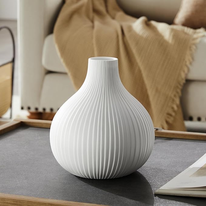 RONDURE 8.7" Modern Ceramic Table Lamp, Modern Bedside Lamps - Image 4