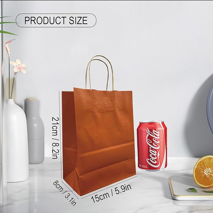 BAG BOX 100 Pack 5.9x3.1x8.25 Inch Orange Gift Bags - Image 2