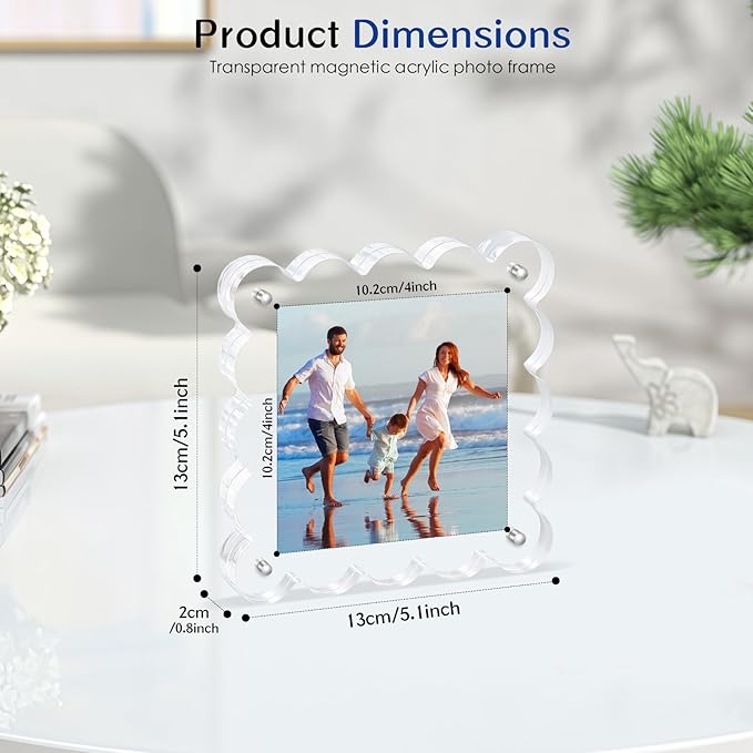 Acrylic Magnetic Picture Frames 4x4-6Pack Clear Freestanding Photo - Image 3