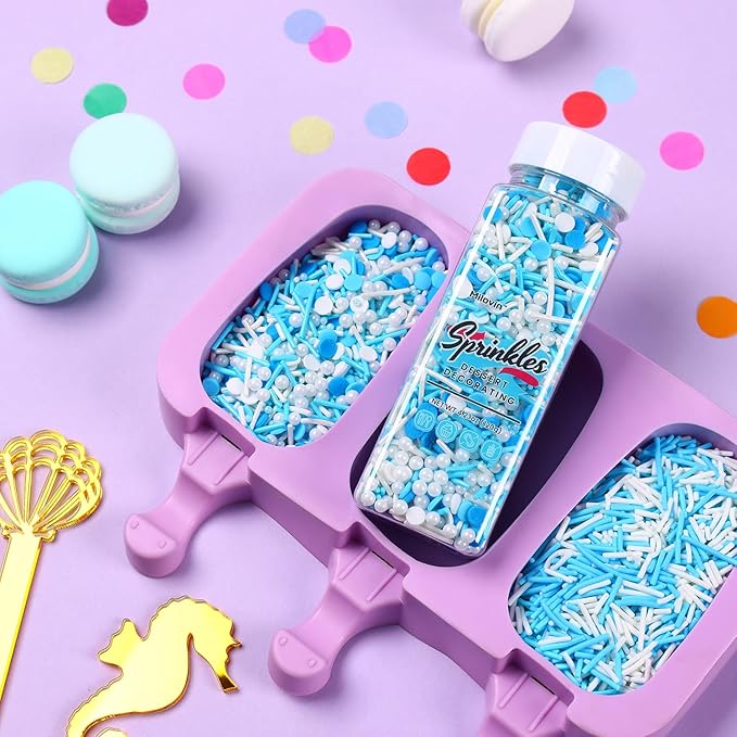 Edible Blue Sprinkles for Cake Decorating, Pearl Sprinkles, Jimmy Sprinkles for - Image 5