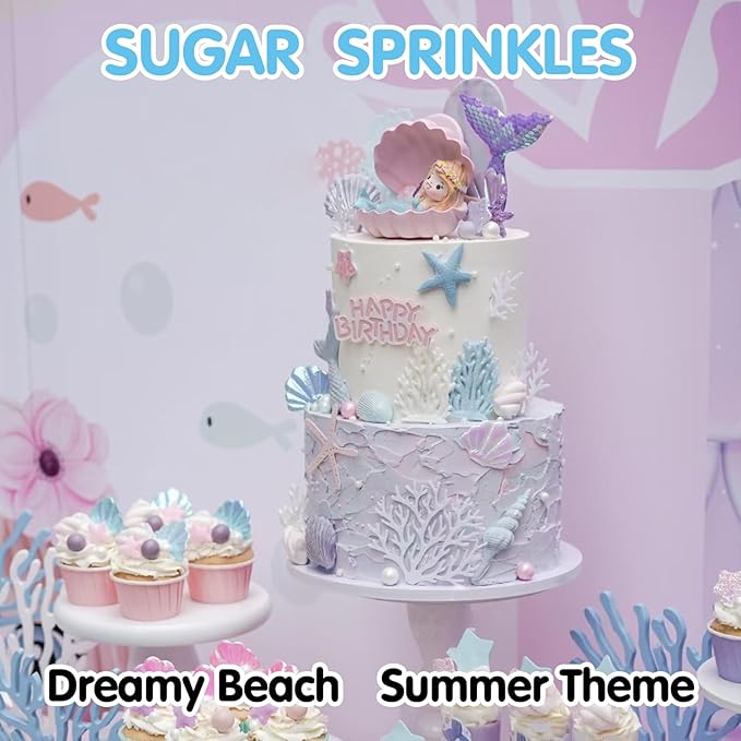 Sugarzy Edible Pearls Sprinkles Cake Decorating, 130g/4.58oz, Baking Ocean - Image 2