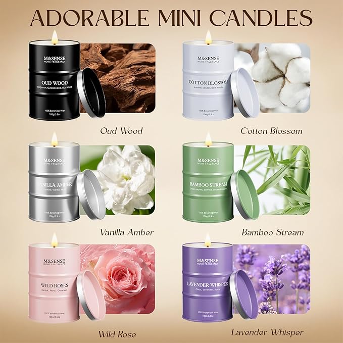 Fall Candle Gift Set | Mini Scented Candles Set | 6 Pack Candles - Image 2