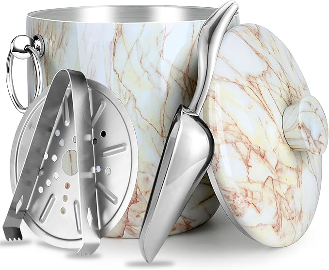 Ice Bucket with Lid, Tongs and Strainer by WENEGG