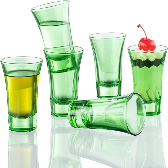 M&N HOME Green 2 Oz Shot Glasses, Heavy Base, Christmas Gift - Image 2