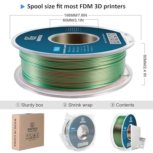 Geeetech Silk PLA Filament 1.75mm Silk Dual Color Filament, Coextrusion - Image 4