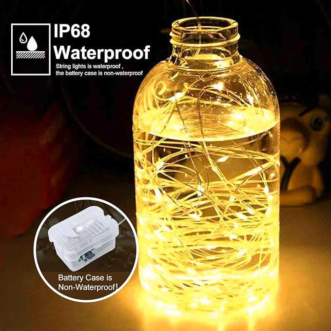 pozzolanas 100 Pack Warm White Battery Operated String Lights - 7ft Waterproof - Image 2
