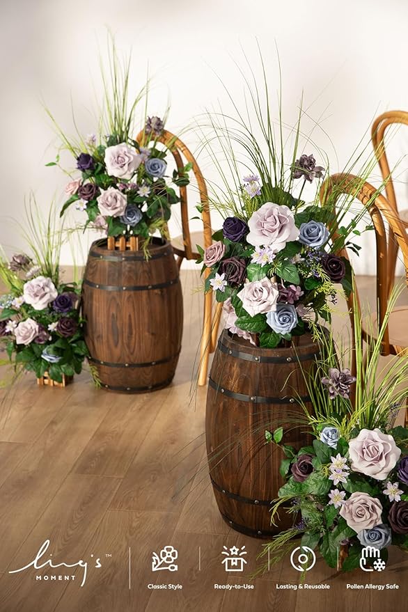 Ling's moment 17.5" Tall Standing Artificial Flowers Arrangements 4 pcs Wedding - Image 4
