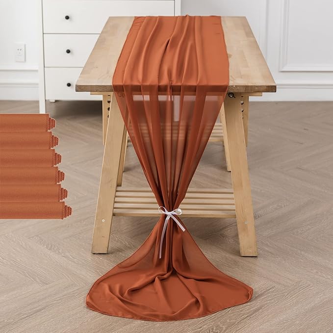6Pack 9ft Chiffon Table Runner 14x108 Inch Sheer Romantic Table Runner - Image 6