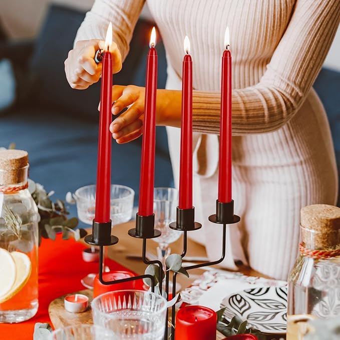 14 Pack Tall Red Taper Candles - Image 4
