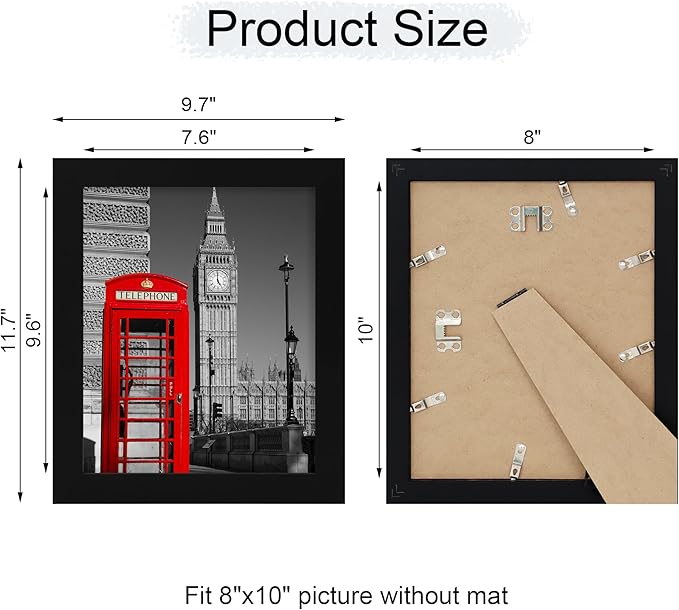 8x10 Picture Frame Set of 4, High Definition Glass Black Picture Frame - Image 4