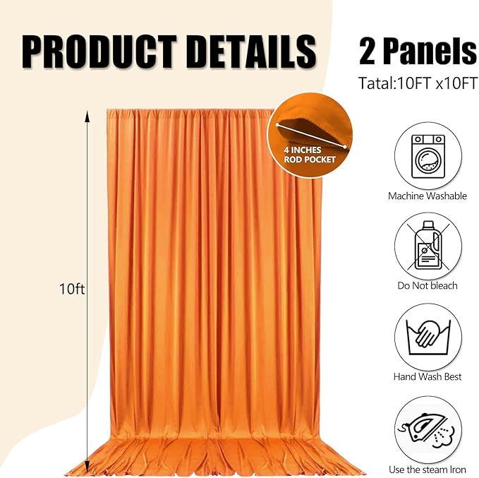 10ft x 10ft Orange Yellow Backdrop Curtains - Image 2