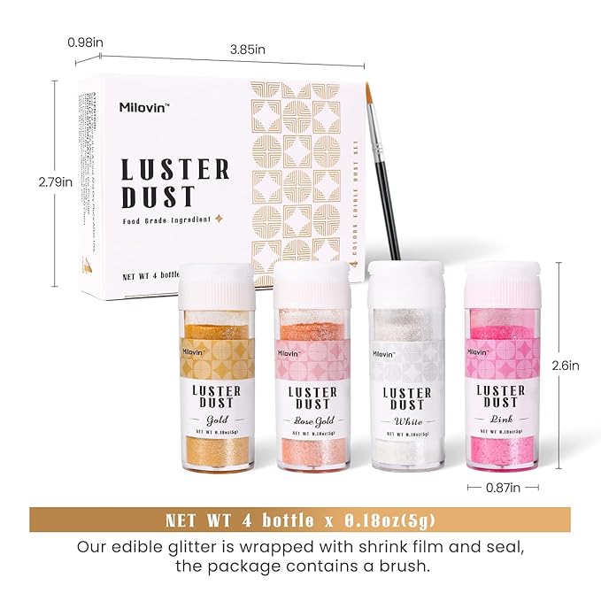 Edible Glitter, 4 Colors Luster Dust Edible, 5g/bottle Edible Glitter - Image 5
