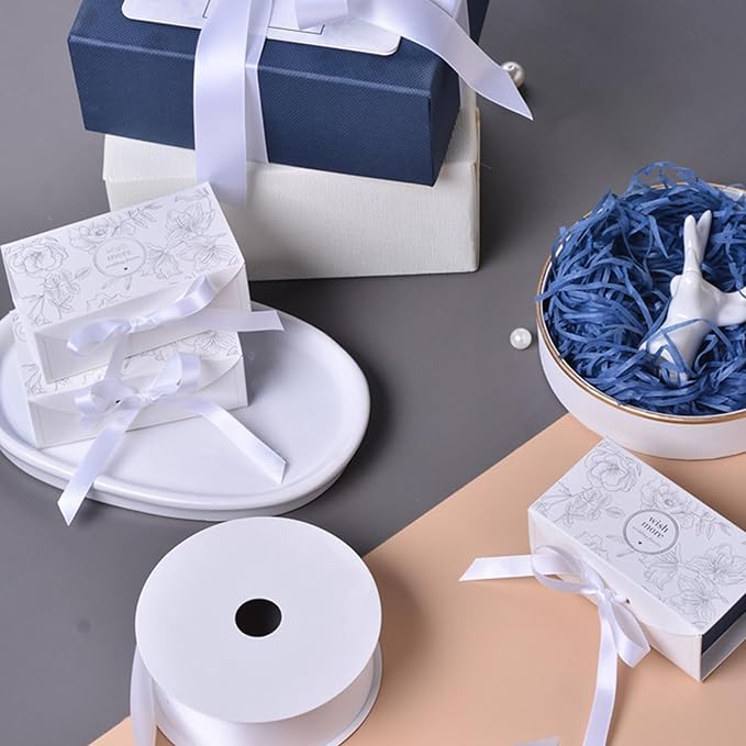 1/2 Inch White Satin Ribbon 50 Yards Solid Fabric Ribbons - Image 4