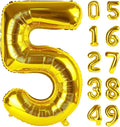 Gold 40 Inch Large Number 5 Birthday Balloon, Five 5th 15 25 35 50 55 Birthday by Upgesy