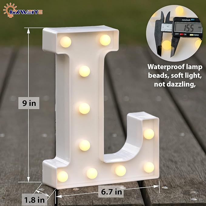 HXWEIYE Light Up Letters L, LED Marquee Letters Lights Sign 26 Alphabet and 10 - Image 3