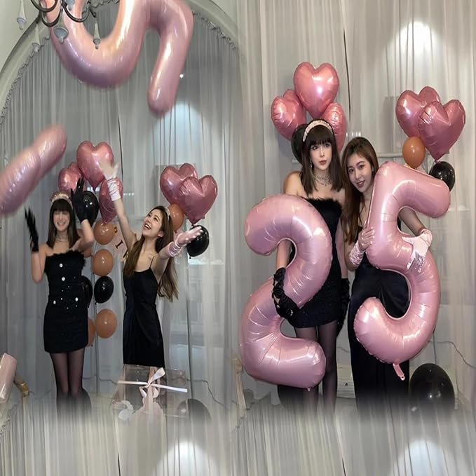 Light Pink 2 Number 40 Inch Pink Large Balloons Big Foil Helium Number Balloons - Image 7