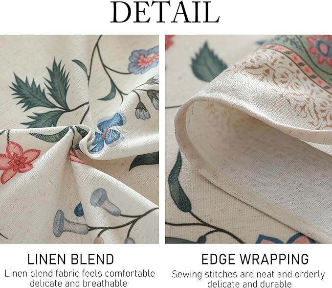 ISAENNE Designer Chinoiserie Linen Floral Small Round Tablecloth, Elegant Decor - Image 4