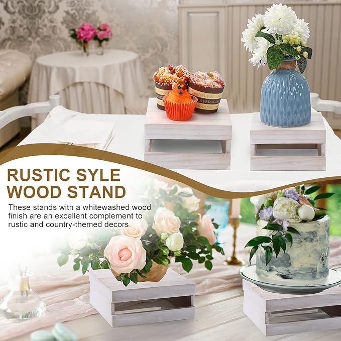 Sieral 4 Pieces Wood Cupcake Display Stand Decorative Dessert Appetizer Cake - Image 6