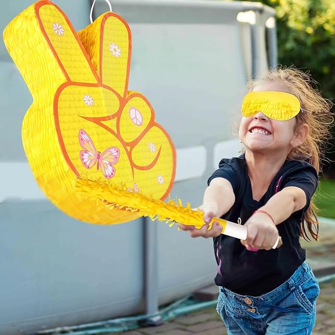 Hippie Pinata with Stick & Hanging Loop Daisy Flower Mexican Pinata Game - Image 6