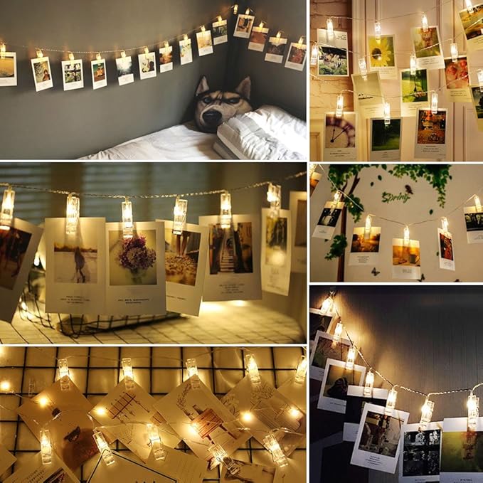 Twinkle Star 10ft 20 Photo Clip String Lights, Fairy Lights Battery Operated - Image 3
