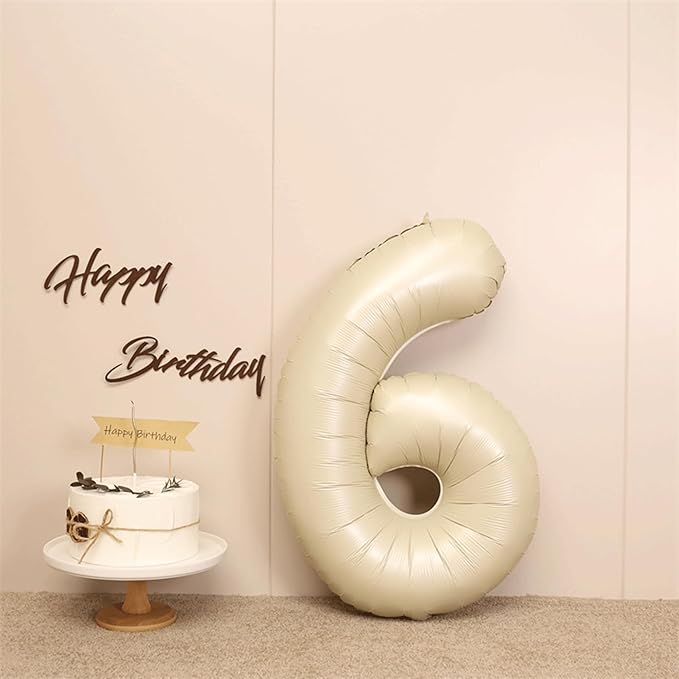 40 Inch Cream White Number 6 Balloon - Image 5