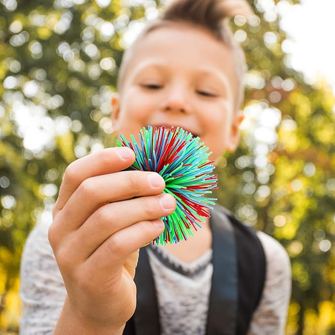 Leinuosen 12 Pieces Monkey Stringy Balls Sensory Stringy Ball Soft Rainbow Pom - Image 5