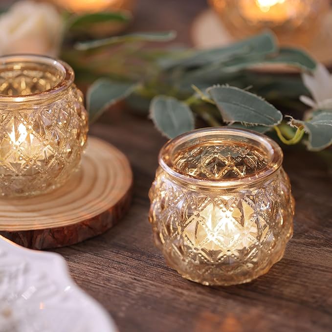 DARJEN 12Pcs Gold Glass Candle Holders - Image 7