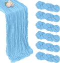 6 Pack Baby Blue Fall Table Runner 10ft Boho Gauze Fabric Cheesecloth Table by Pepmily