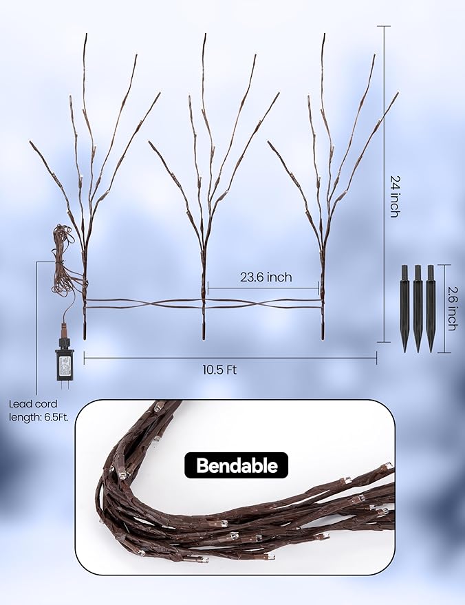 3 Pack Lighted Branches for Vases Plug in - Image 2