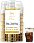 Perfect Settings Premium Double Gold Rimmed Disposable Plastic Cups, Durable by PerfectSettings