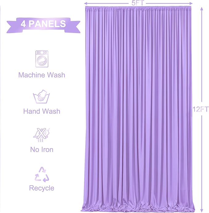 20ft x 12ft Lavender Backdrop Curtains Wrinkle Free Backdrop Curtain - Image 5
