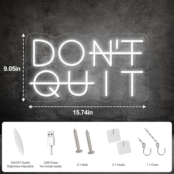 Don't Quit LED Neon Sign for Wall Decor, DO IT Neon Lights Party Decorations - Image 4