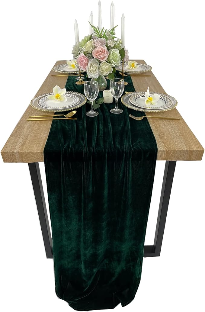 Luxurious Velvet Table Runner, 10ft Wedding Reception Decorations, 20x120inch - Image 4