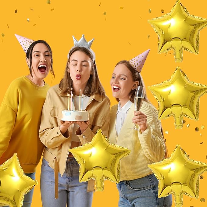 50 Pieces 10" Gold Foil Star Balloons - Image 6