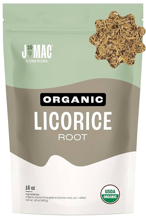 J MAC BOTANICALS Organic Licorice Root Tea, Cut and Sifted, Dried Herb by JMACBOTANICALS