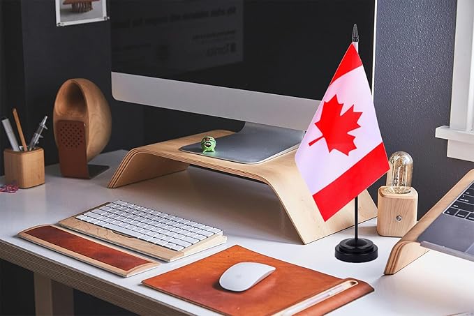WXTWK 2 Pack Canada Flag Canada Deluxe Desk Flag Set - Image 5