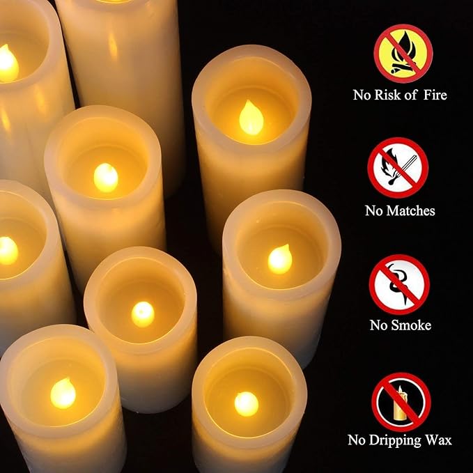 Vinkor Flameless Candles Battery Operated Candles Real Wax Pillar LED Candles - Image 5