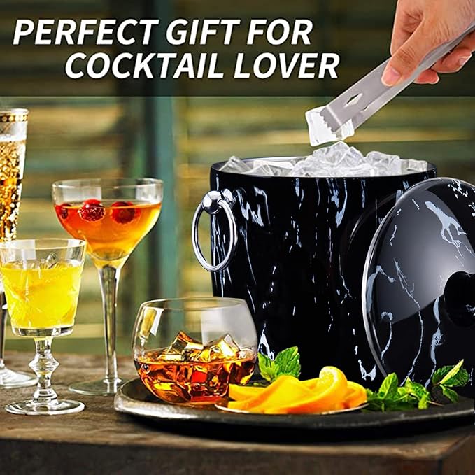 Ice Bucket with Lid, Tongs and Strainer - Image 2