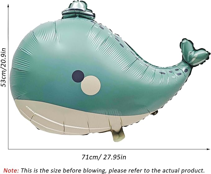 2PCS Cute hat Whale Balloon Big blue whale Foil Mylar Balloons Ocean Balloons - Image 2