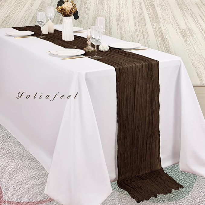6FT 20 Pack Brown Cheesecloth Table Runner 20 x 120 Inch Long Boho Fabric - Image 4