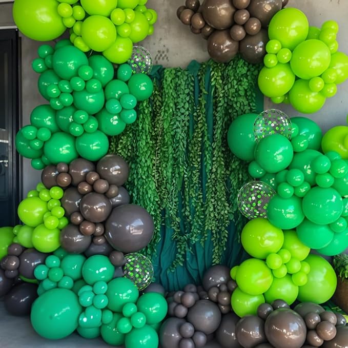 Brown and Green Balloons, 12 Inch Coffee Brown Emerald Dark Metallic Green - Image 4