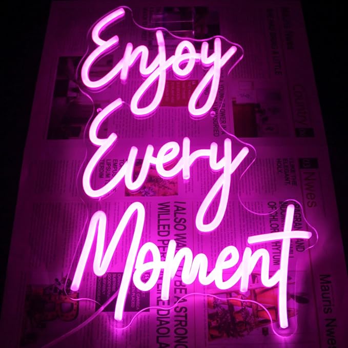 Enjoy Every Moment Neon Sign Pink Letter LED Sign Words Neon Light Up Sign - Image 6