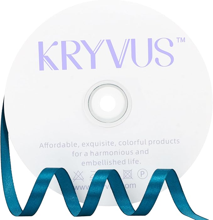 Turquoise Satin Ribbon 3/8 inch X Continuous 100 Yards, Single Face Polyester by Kryvusribbon