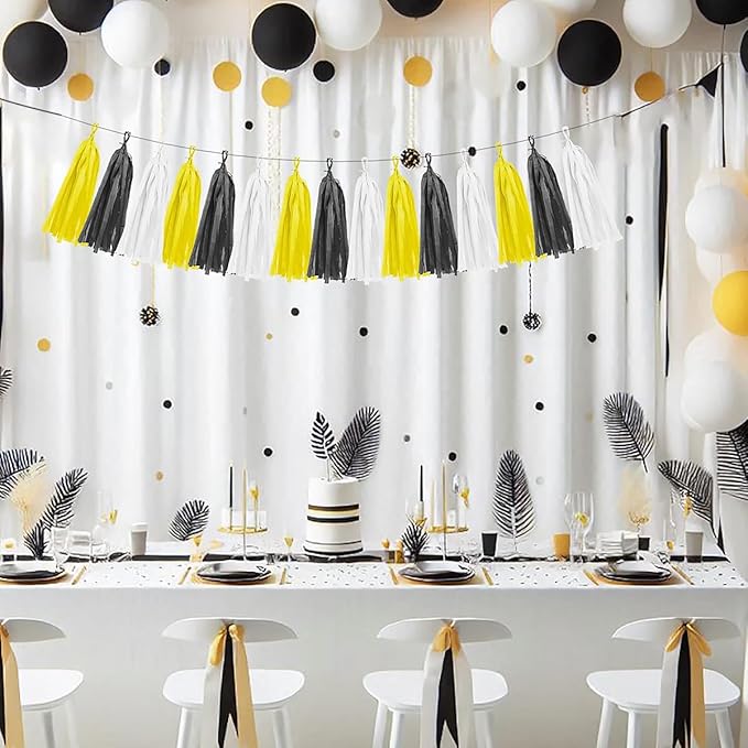 Yellow White Black Party Decorations - Image 5