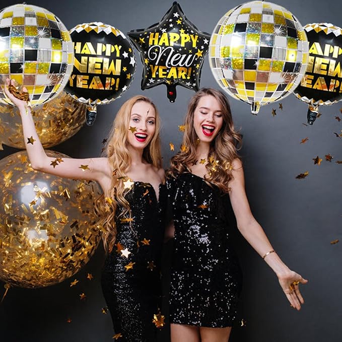 Happy New Year Balloons, Self-Sealing Foil Balloons - Image 5