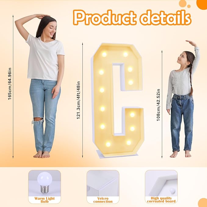 4ft Marquee for Letters C, Large Light up Letters, Letter Balloons, Wedding - Image 4