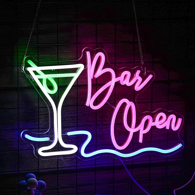 Bar Open Neon Sign Dimmable LED Cocktail Neon Lights Signs - Image 2